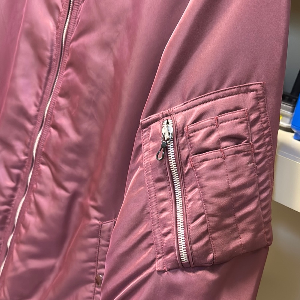 Rag & Bone Red Bomber Jacket with Ribbed Collar - Picture 5 of 9
